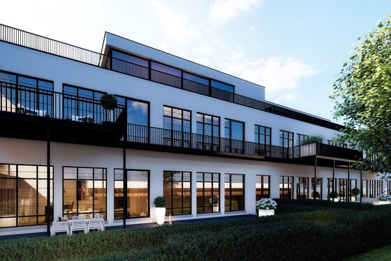 Renovatieproject “d’Oude School” biedt 10 stijlvolle appartementen en 3 penthouses met panoramisch zicht op de Vlaamse Ardennen.