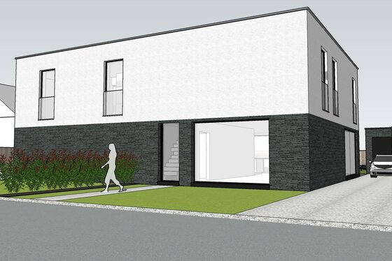 Moderne strakke nieuwbouwwoning op 416m gelegen in de Vlaamse Ardennen.